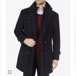 NWT Ralph Lauren Men’s Wool Blend Pea Coat with Zip Insert  38 S Dark Grey $495